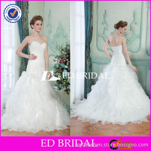 CE1473 Sexy Elegant Sweetheart Ruffles Skirt Lace Beaded China Factory Wedding Dress